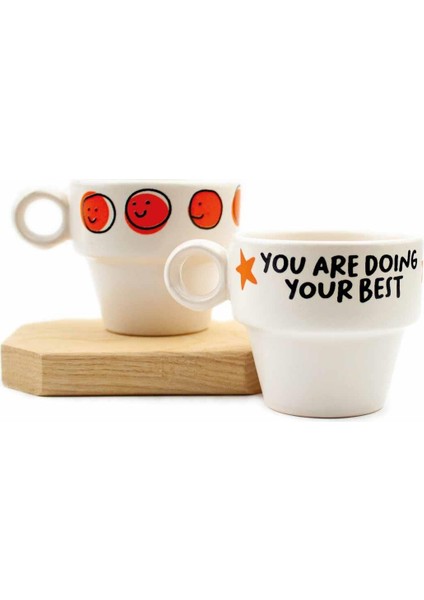 You Are Doing Your Best & Keep It Up! 2'li Espresso Bardak Seti - Hediye Seramik Fincan