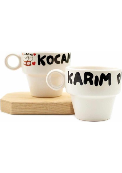 Karım Da Karım & Kocam Da Kocam 2'li Espresso Bardak Seti - Hediye Seramik Fincan