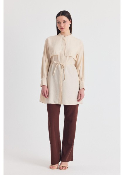 Bej Parça Detaylı Ip Bağcıklı Gömlek 4553A fiyatları