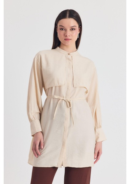 Bej Parça Detaylı Ip Bağcıklı Gömlek 4553A modelleri