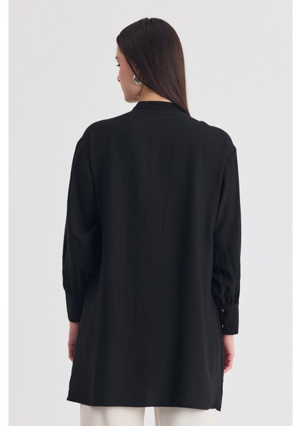 Siyah Parça Detaylı Ip Bağcıklı Gömlek 4553A indirimleri