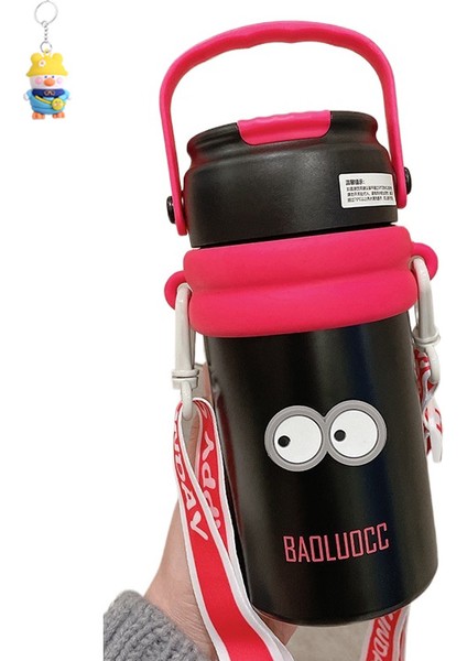 Çay ve Su Ayırma Termos Bardağı, Büyük Kapasiteli Kız Çay Ayırıcı Pipetli Su Bardağı, Taşınabilir Kayışlı Çiçek Çay Bardağı (Yurt Dışından)