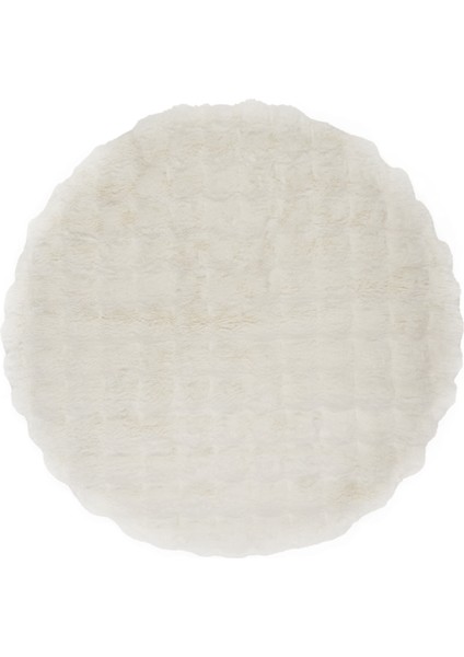 Soft Bubble Yuvarlak Halı - Krem - 100X100 cm