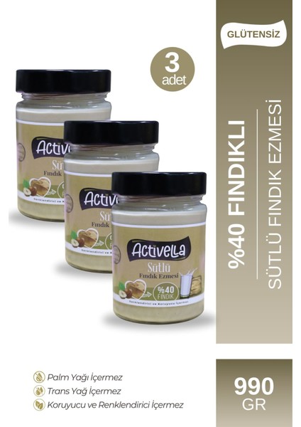 Sütlü Fındık Ezmesi 330GR %40 Fındıklı X3
