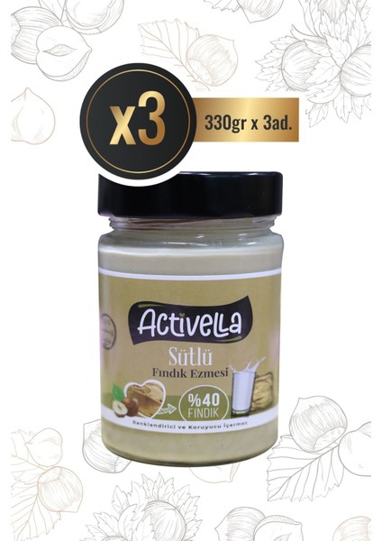 Sütlü Fındık Ezmesi 330GR %40 Fındıklı X3