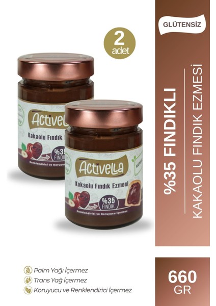 Kakaolu Fındık Ezmesi 330GR %35 Fındıklı X2