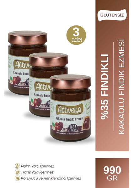 Kakaolu Fındık Ezmesi 330GR %35 Fındıklı X3