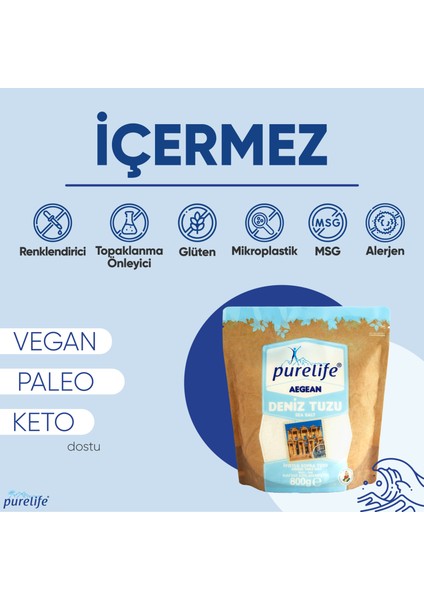 Deniz Tuzu İyotlu İnce 800g | Rafine Edilmemiş Doğal Tuz | Doğal & Mineralli modelleri