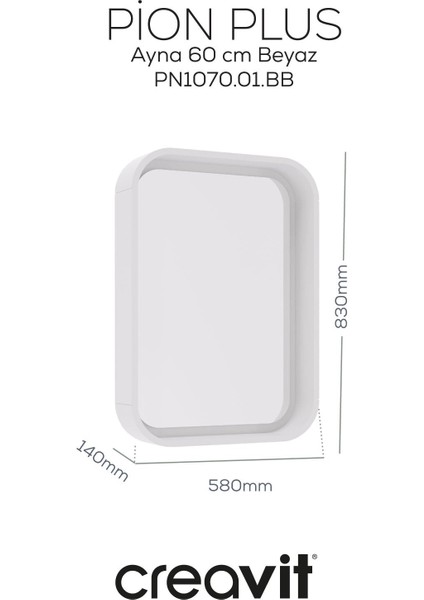 Pion Plus Ayna 60 cm Beyaz