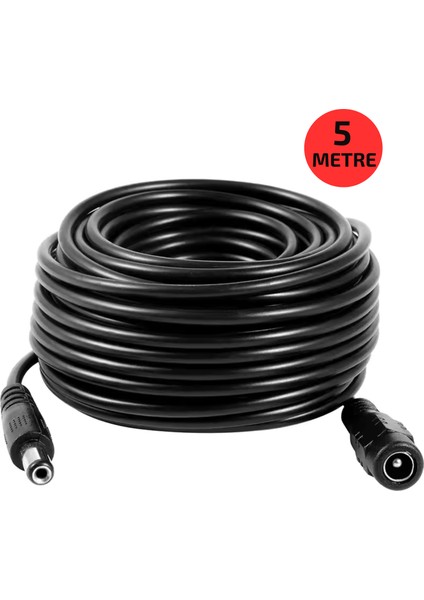 Ec-5 AWG23 5 Metre Power Güç Uzatma Kablosu – 12V Dc Wifi Kamera Modem Kayıt Cihazı Uyumlu