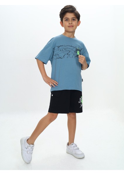 Erkek Çocuk Smile Yazı Baskılı Şortlu Takım modelleri