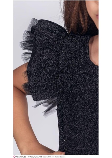 Kız Çocuk Özel Gün Simli Abiye Elbise 167372 Siyah modelleri