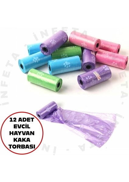 12 Adet Evcil Hayvanlar Için Pati Desenli Kedi Köpek Kaka Poşeti Torbası-Pratik Kaka Toplama Torbası