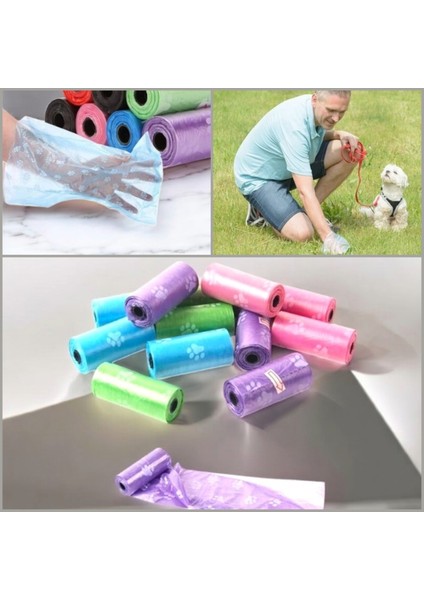 12 Adet Evcil Hayvanlar Için Pati Desenli Kedi Köpek Kaka Poşeti Torbası-Pratik Kaka Toplama Torbası