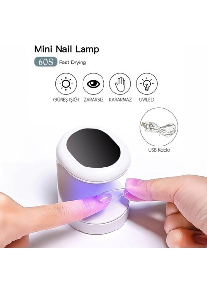 Uv-Led Mini Taşınabilir Kalıcı Oje-Jel Tırnak Kurutucu -Çantada Taşınabilir Oje Kurutucu