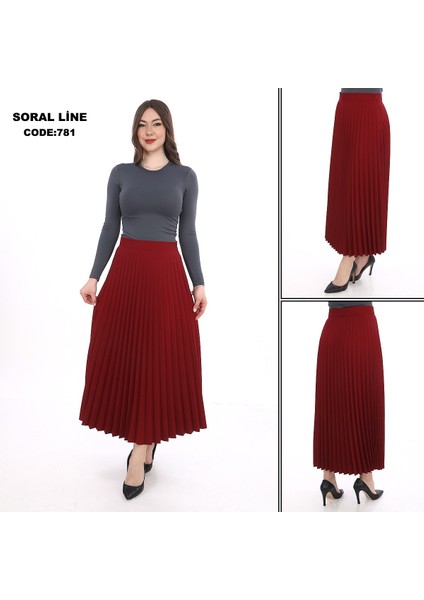 Kadın Plisoley Etek 781 Bordo