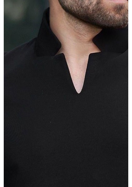 Siyah Polo Yaka Erkek Basic T-Shirt E7145 modelleri