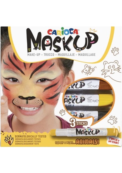 Carioca Mask Up Yüz Boyası 3 Renk Animals modelleri