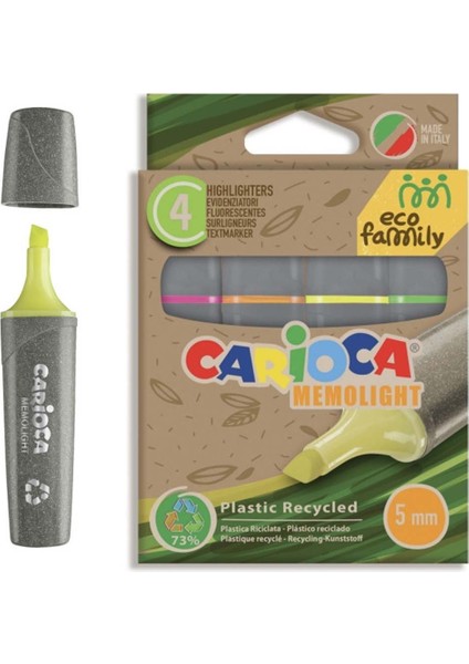 Carioca Eco Family Fosforlu Marker 4'lü