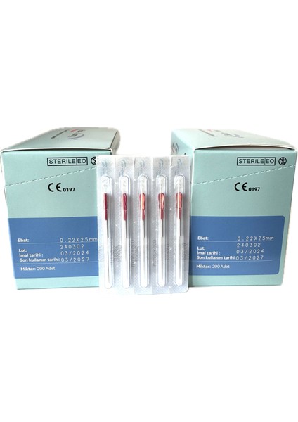 Akupunktur Iğnesi Kuru Iğne 0.22X25 mm 400 Adet 2 Kutu
