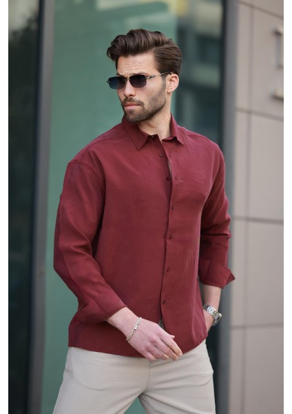 Bordo Basic Uzun Kollu Erkek Gömlek E6762 fiyatları