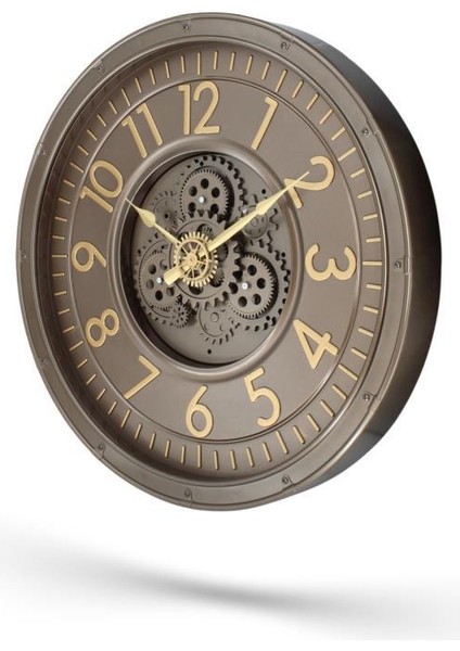 Premium Serisi Antik Eskitme Kadranlı Döner Çarklı 60 Santimetre Ev ve Ofis Duvar Saati Latin Rakamlı Bronz fiyatları
