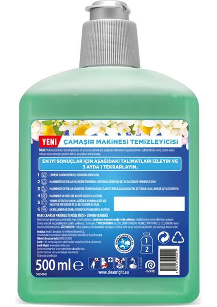 Çamaşır Mak.Temizleyicisi Limon 2X500ML