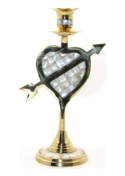 Pirinç Sedefli Tekli Şamdan Model 2