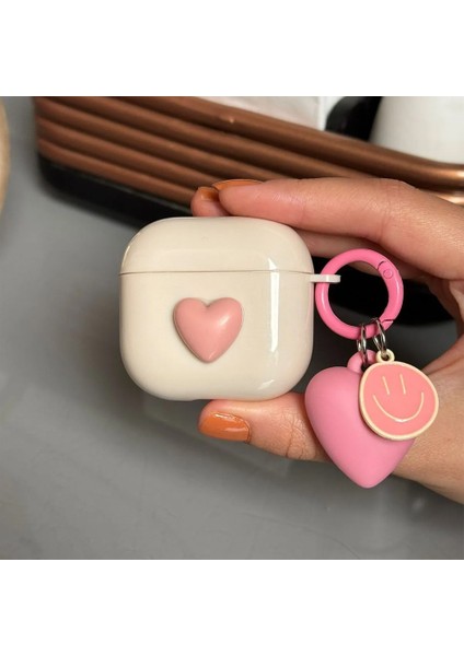 Xiaomi Redmi Buds 3 Kılıf Süslü Kalp Desenli Pembe