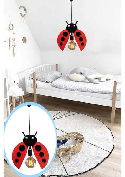 Ladybug Sevimli Uğur Böceği Sarkıt Avize Bebek Çocuk Odası Modern Dekoratif Rustik Tekli Avize
