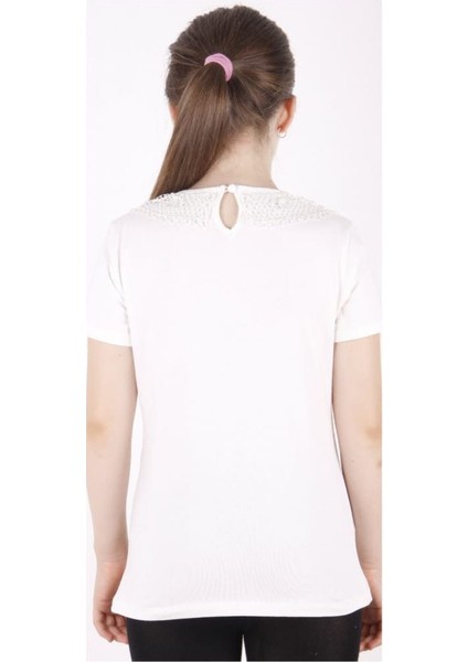 Kız Çocuk Önü Dantelli Okul Tişört modelleri