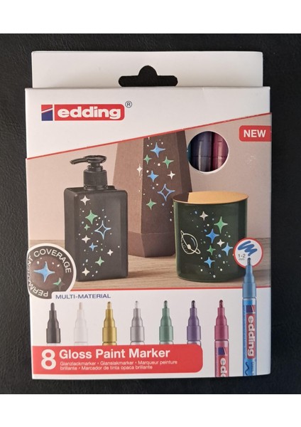 Eding Gloss Paint Marker 751 Örtücü Boyalar Metalik 8 Li
