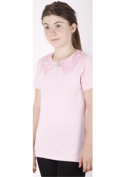 Kız Çocuk Önü Dantelli Okul Tişört fiyatları