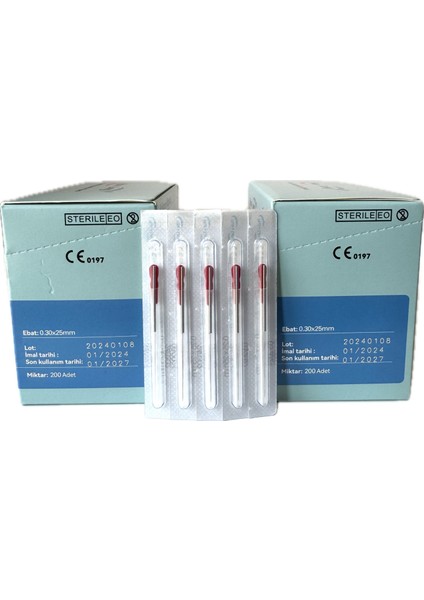Akupunktur Iğnesi Kuru Iğne 0.30X25 mm 200Lük Paket 2 Kutu 400 Adet