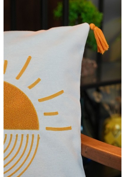 Püsküllü Punch Panç Nakışlı Kırlent Kılıfı Çiçek Bahçesi 43 x 43 cm fiyatları