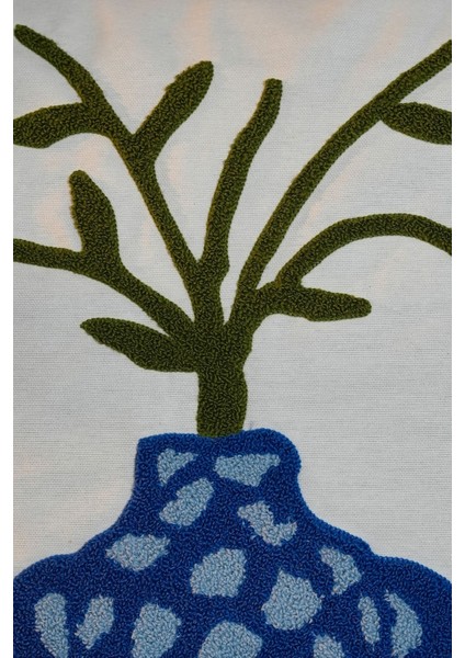 Püsküllü Punch Panç Nakışlı Kırlent Kılıfı Lacivert 43 x 43 cm fırsatları
