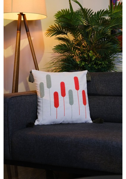 Püsküllü Punch Panç Nakışlı Kırlent Kılıfı Lacivert 43 x 43 cm modelleri