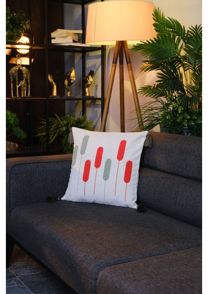 Püsküllü Punch Panç Nakışlı Kırlent Kılıfı Lacivert 43 x 43 cm fırsatları