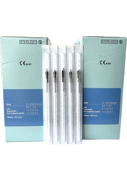 Akupunktur Iğnesi Kuru Iğne 0.35X60MM 200 lük paket 2 Kutu 400 Adet