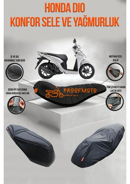 Honda Dıo Konfor Sele ve Yağmurluk Kılıf
