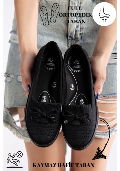 Kadın Günlük Babet Delikli Fiyonklu Tasarım Düz Tabanlı Rahat Ayakkabı