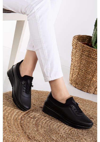 Kadın Ciltli Lastikli Detaylı Anne Ayakkabısı Günlük Ayakkabı Babet fırsatları