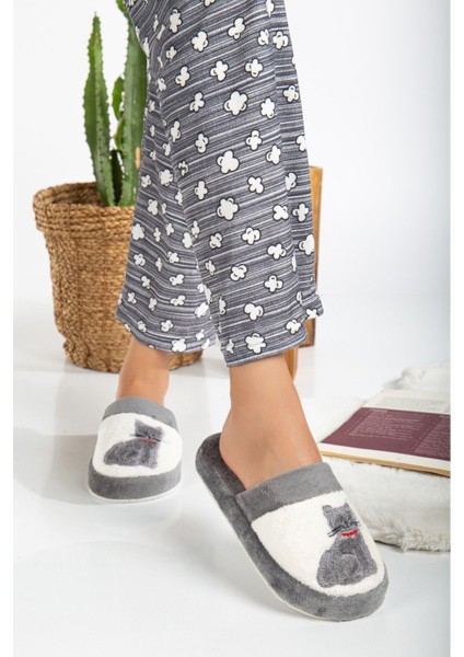 3' Lü Kadın Kedi Pati Baskılı Kışlık Ev Terliği fiyatları