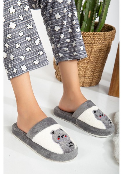 3' Lü Kadın Kedi Pati Baskılı Kışlık Ev Terliği fırsatları