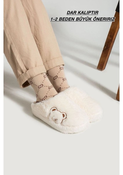 Kadın Ev Terliği Peluş Terlik Çeyiz ve Bohça Terliği Ses Yapmaz Kalın Taban