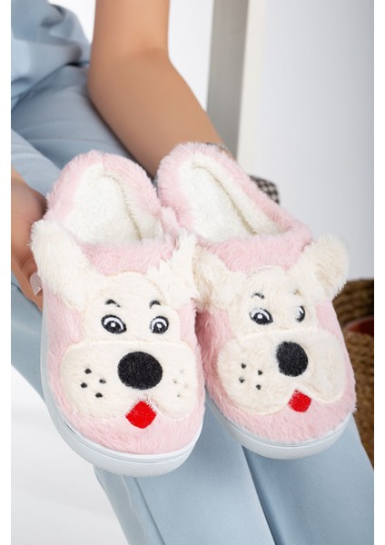 Köpekli Peluş Kaydırmaz Taban Ev Terliği