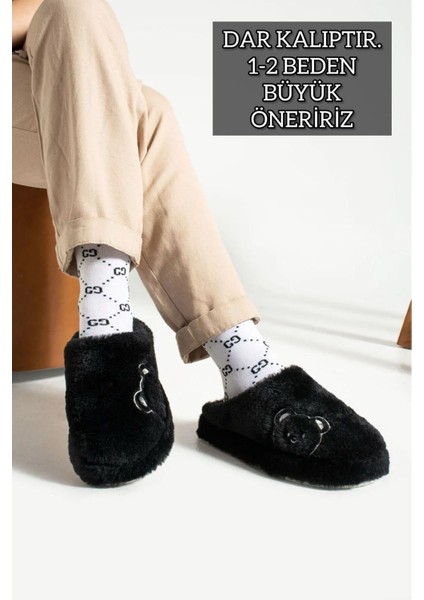 Kadın Ev Terliği Peluş Terlik Çeyiz ve Bohça Terliği Ses Yapmaz Kalın Taban