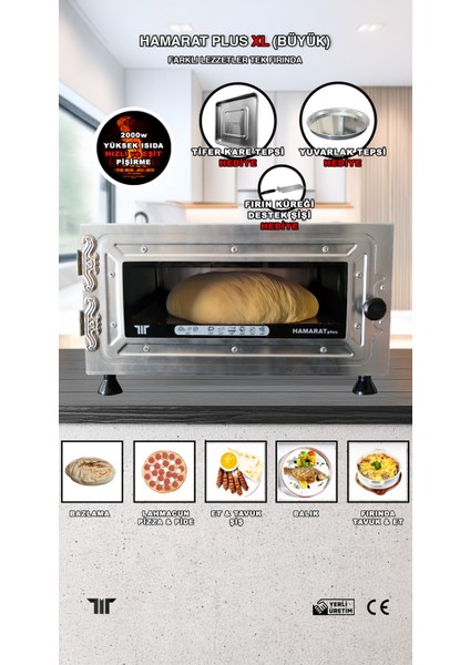 Hamarat Plus Xl Büyük Boy Fırın (Pizza, Lahmacun, Bazlama, Kebap, Et ve Tavuk Şiş, Sebze Közleme Fırını)