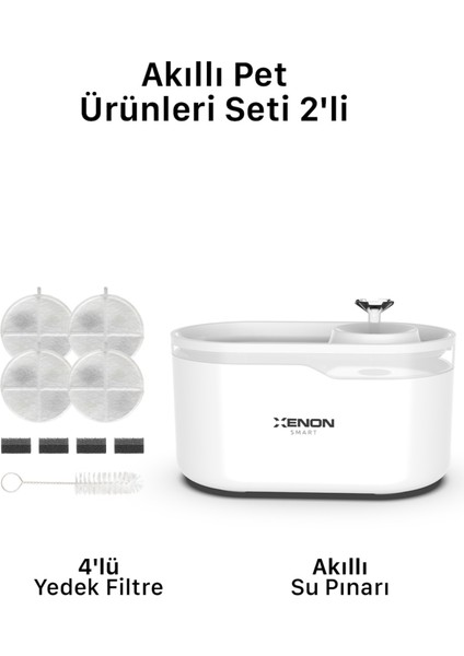 Akıllı Otomatik Ultra Sessiz Kedi Su Pınarı Uygulama Kontrollü LED Işıklı Su Şelalesi ve Yedek Filtre 2'li Pet Seti modelleri