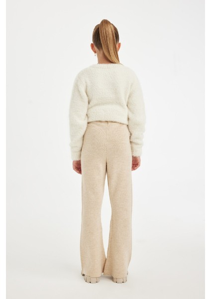 Kız Çocuk Flare Fit İspanyol Paça Basic Düz Triko Pantolon A6029A824WN